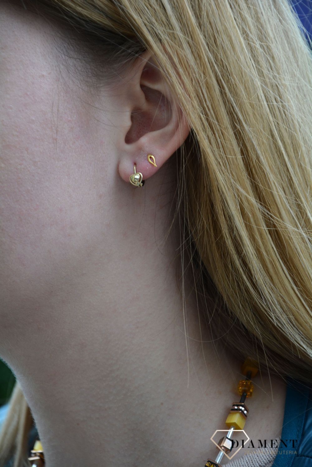 Złote kolczyki serduszka dla dziewczynki KL 6877.jpg